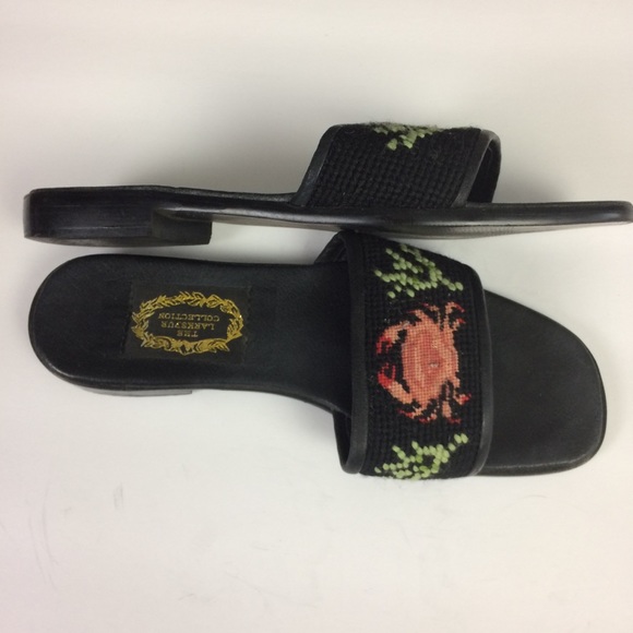 Larkspur Needlepoint Slides with Crab design - Picture 3 of 4